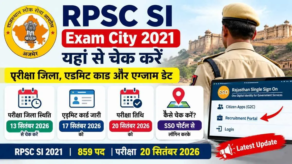 RPSC SI Exam City 2021